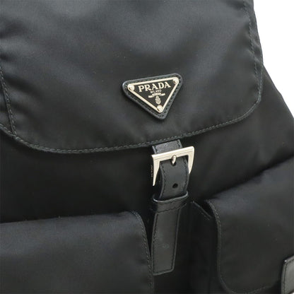 Prada Triangle Logo Backpack Nylon Leather Nero Black Silver — view 8