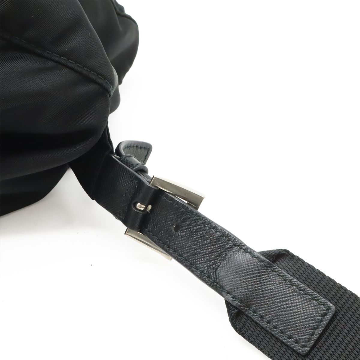 Prada Triangle Logo Backpack Nylon Leather Nero Black Silver — view 6