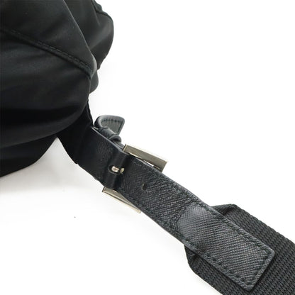 Prada Triangle Logo Backpack Nylon Leather Nero Black Silver — view 6