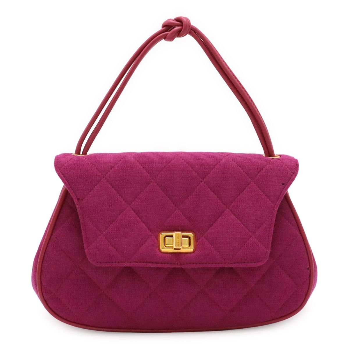 Chanel Quilted Canvas Mini Bag Cotton Purple Gold