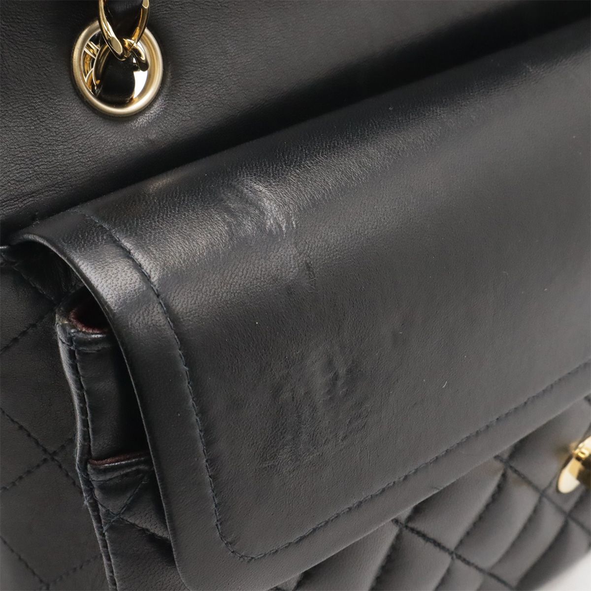 Chanel Quilted 25 CC Logo Chain Shoulder Bag Lambskin Black Gold — view 8