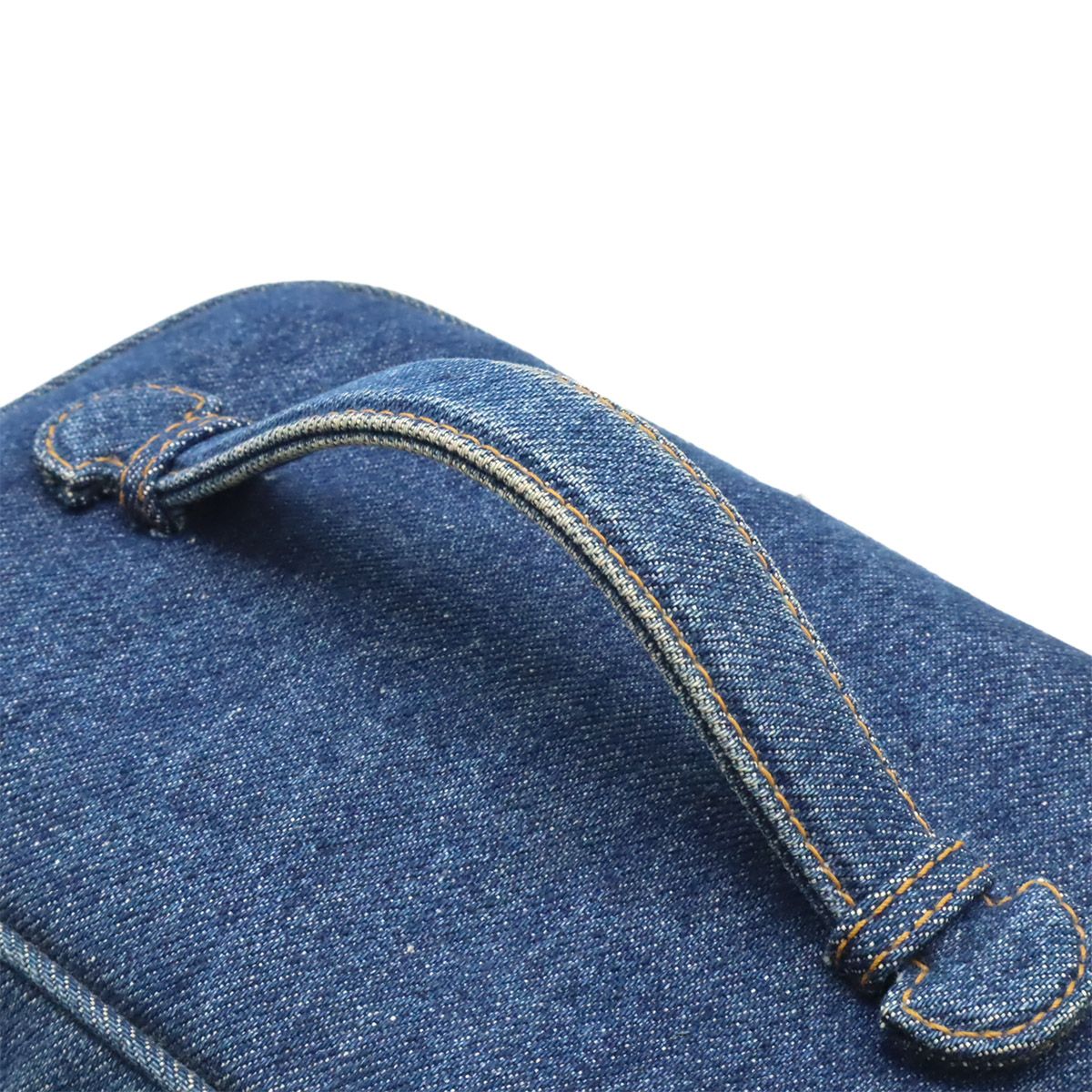 Chanel CC Logo Denim Vanity Handbag Makeup Pouch Blue Indigo Gold — view 5