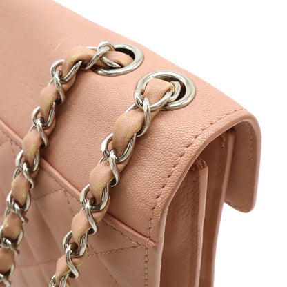 Chanel Half CC Logo Double Chain Shoulder Bag Leather Pink Silver — view 4