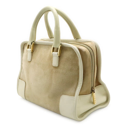 Loewe Amazona 28 Anagram Mini Boston Bag Suede Leather Ivory White Beige Gold — view 2