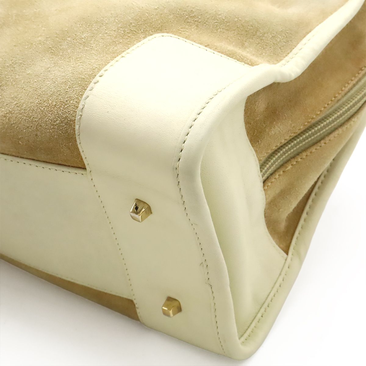 Loewe Amazona 28 Anagram Mini Boston Bag Suede Leather Ivory White Beige Gold — view 3