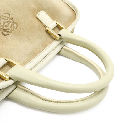 Loewe Amazona 28 Anagram Mini Boston Bag Suede Leather Ivory White Beige Gold — view 4