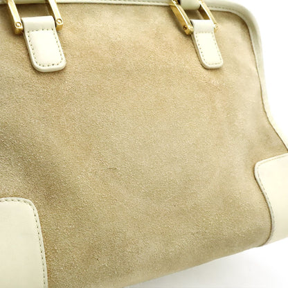 Loewe Amazona 28 Anagram Mini Boston Bag Suede Leather Ivory White Beige Gold — view 8