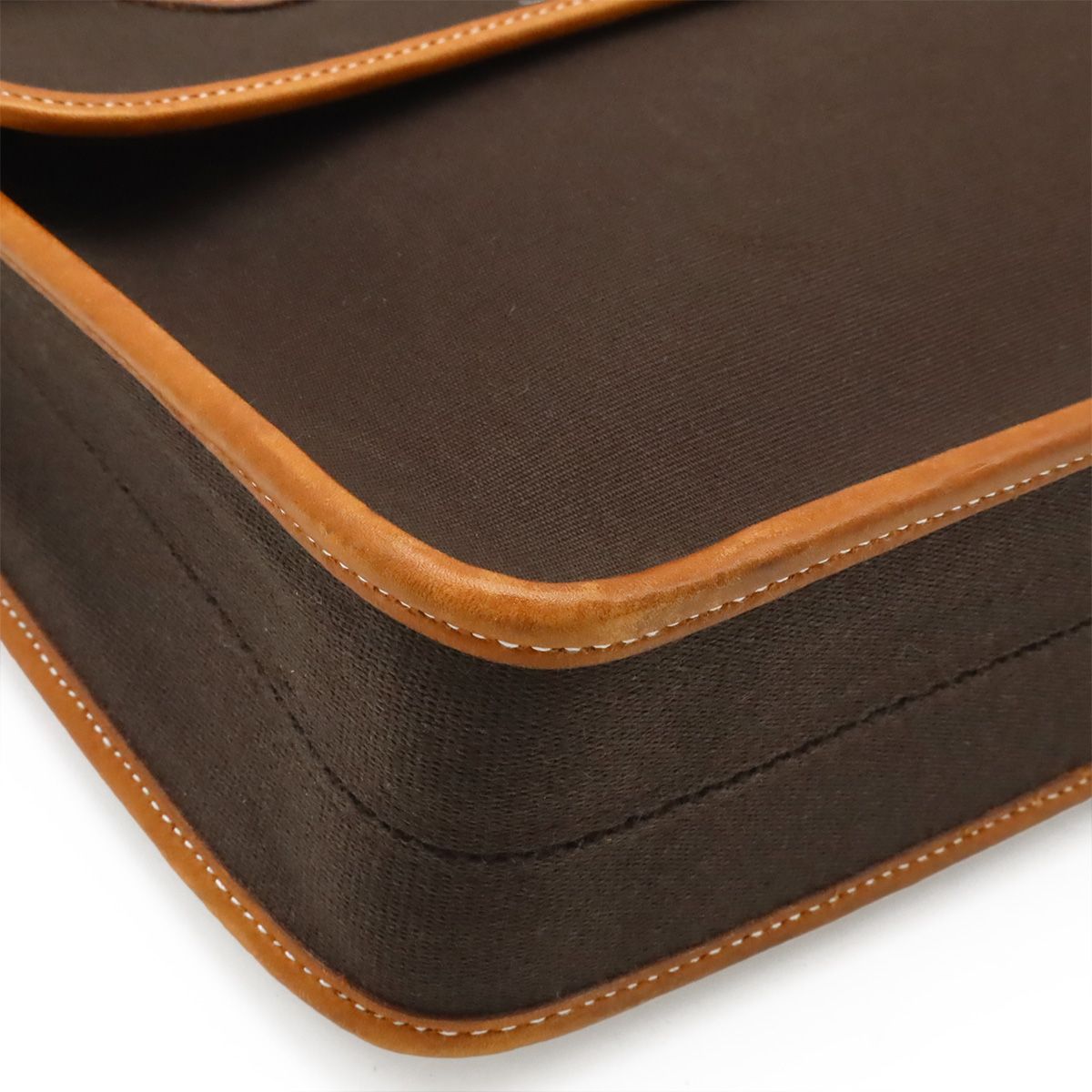Hermes Buenaventura Business Briefcase Document Purse Handbag Toile Officier — view 3