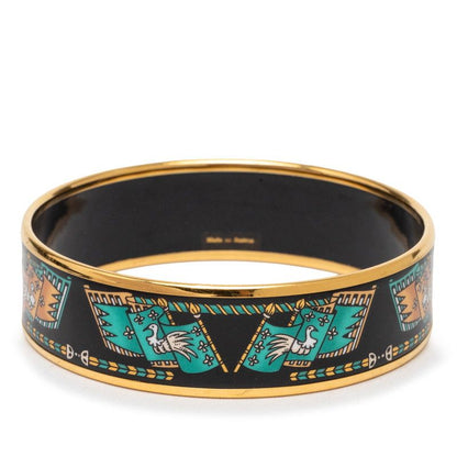 Hermes Enamel GM Cloisonne Bracelet Bangle Gold Black Plated — view 3