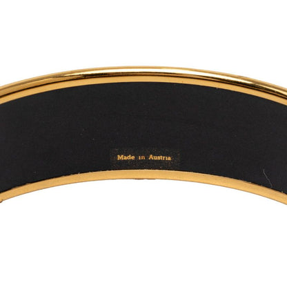 Hermes Enamel GM Cloisonne Bracelet Bangle Gold Black Plated — view 5