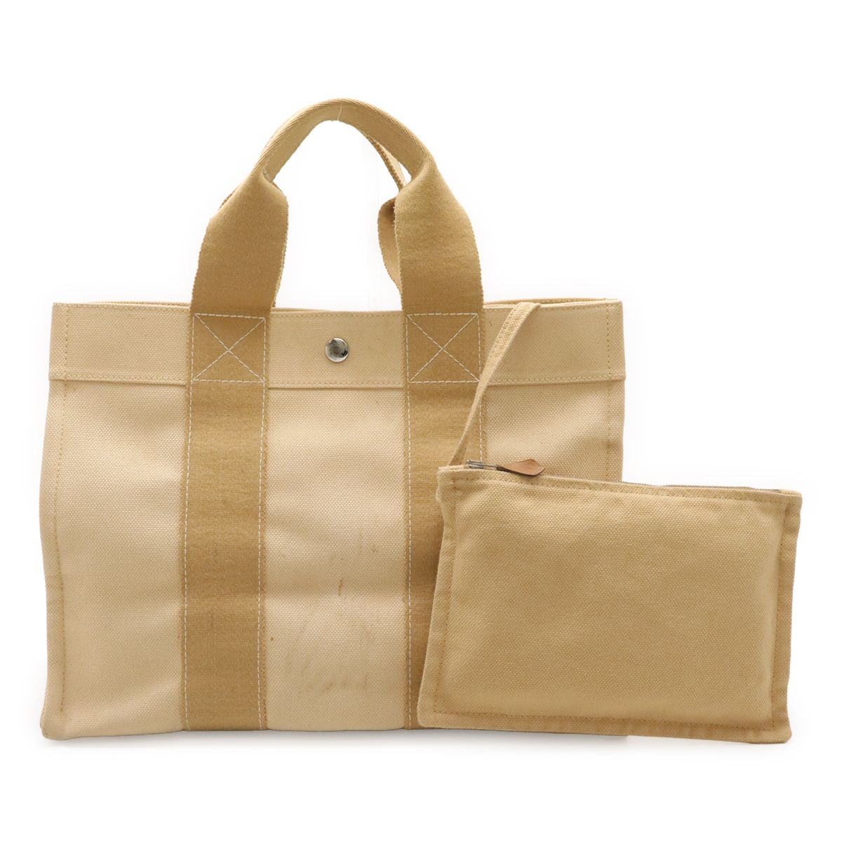 Hermes Bora PM Tote PM Canvas Beige Pouch