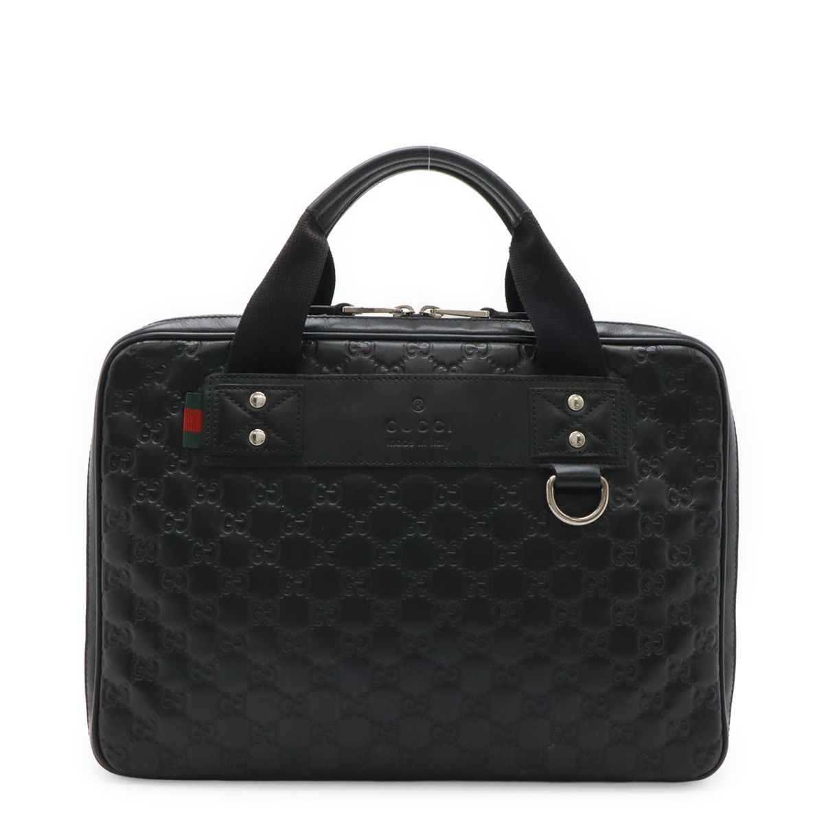 Gucci Guccissima Lava Pc Case Business Bag Leather Black Silver