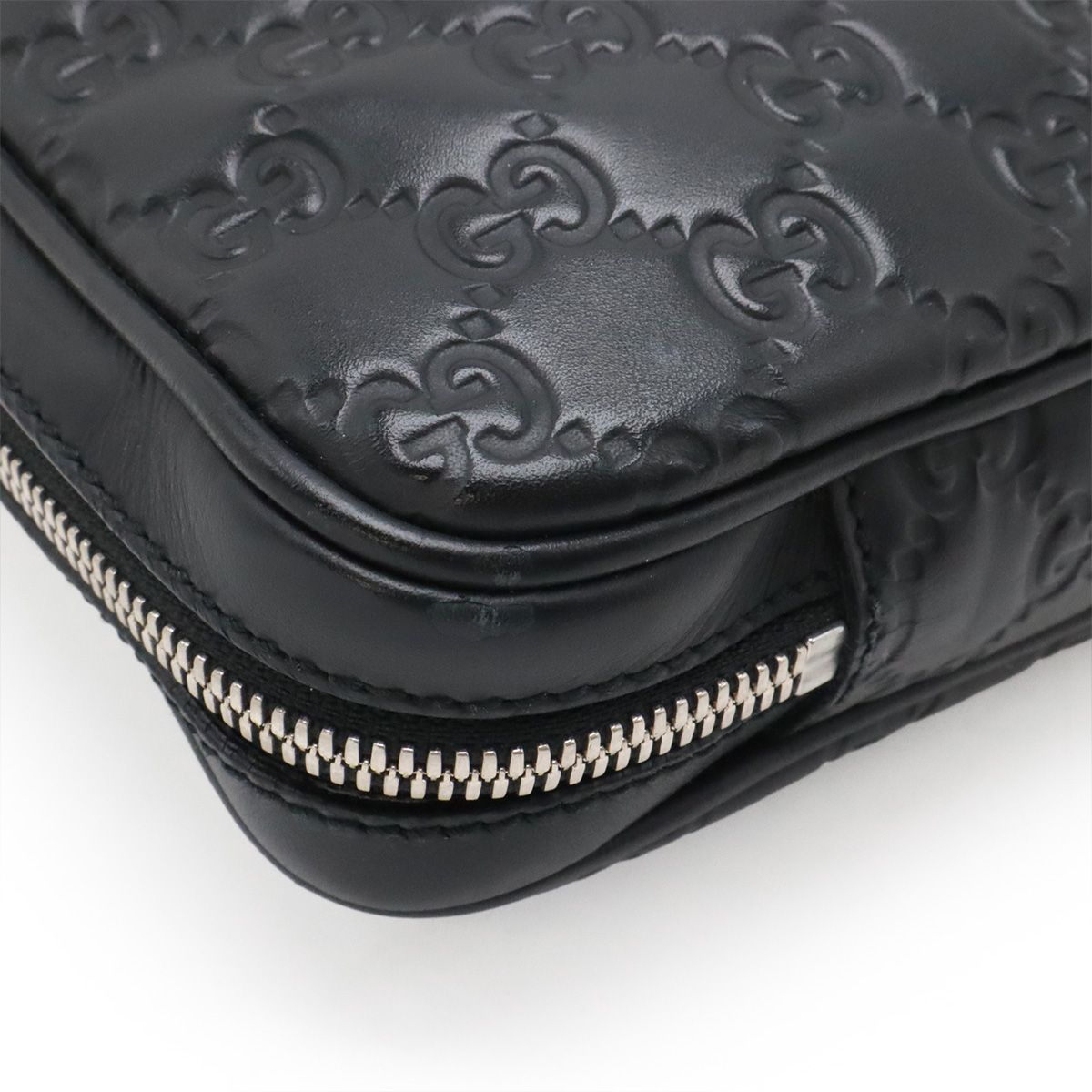 Gucci Guccissima Lava Pc Case Business Bag Leather Black Silver — view 3