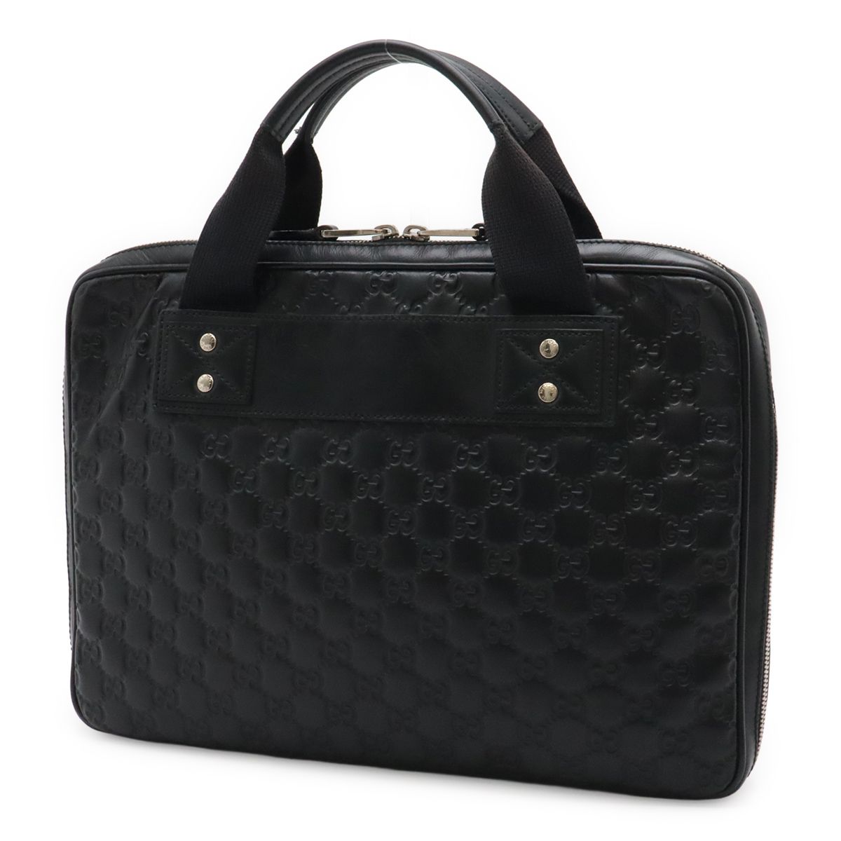 Gucci Guccissima Lava Pc Case Business Bag Leather Black Silver — view 2