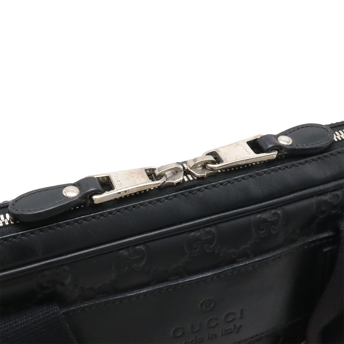 Gucci Guccissima Lava Pc Case Business Bag Leather Black Silver — view 4