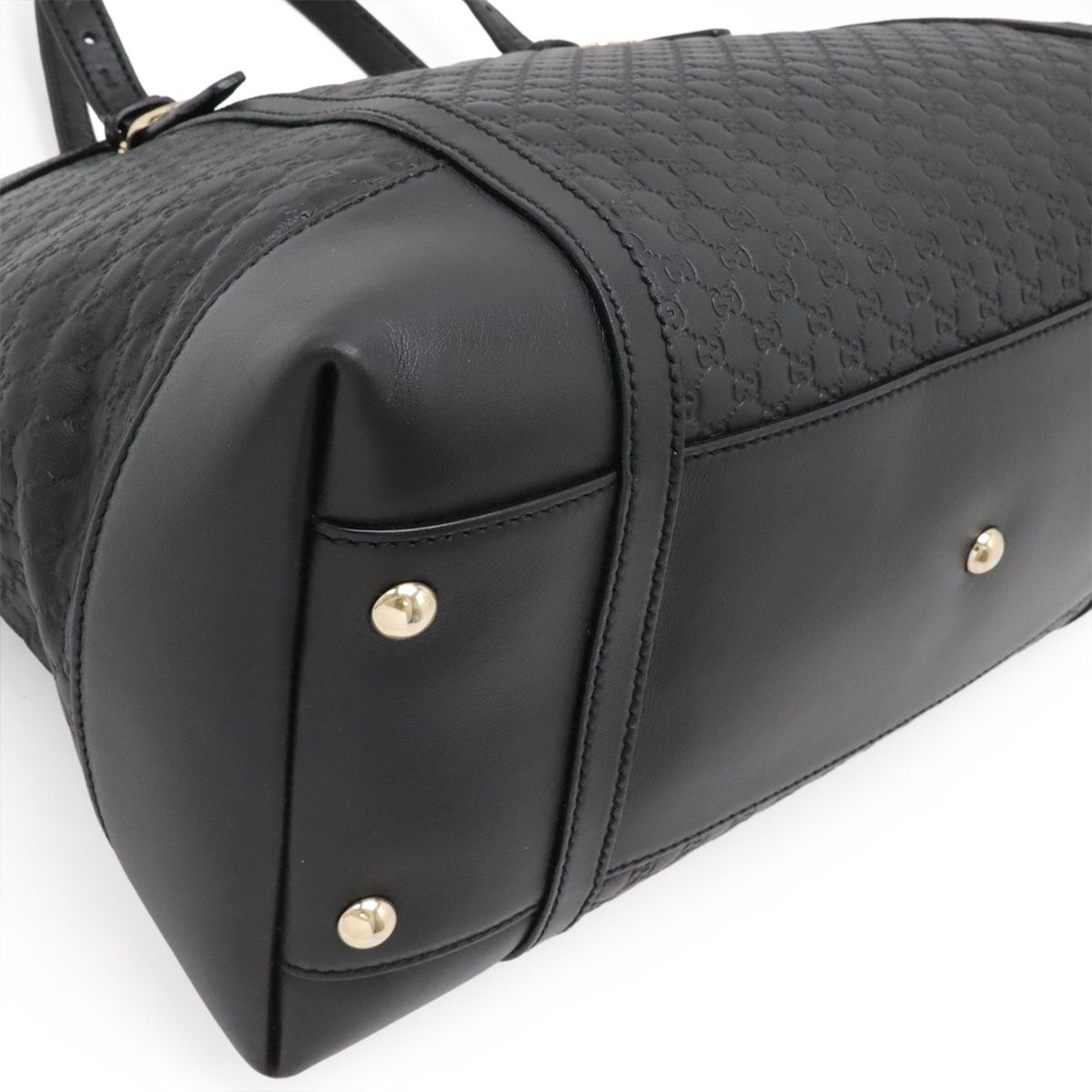 Gucci Micro Guccissima Tote 2-Way Shoulder Bag Crossbody Leather Black Gold — view 3