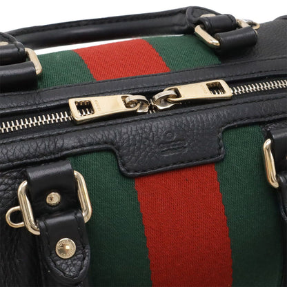 Gucci Sherry Line Mini Boston Bag Leather Black Green — view 4