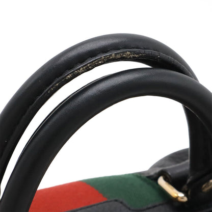 Gucci Sherry Line Mini Boston Bag Leather Black Green — view 5