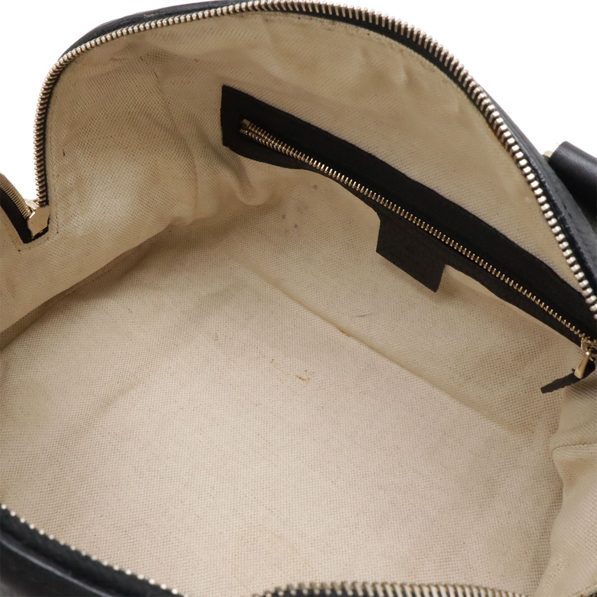 Gucci Sherry Line Mini Boston Bag Leather Black Green — view 7