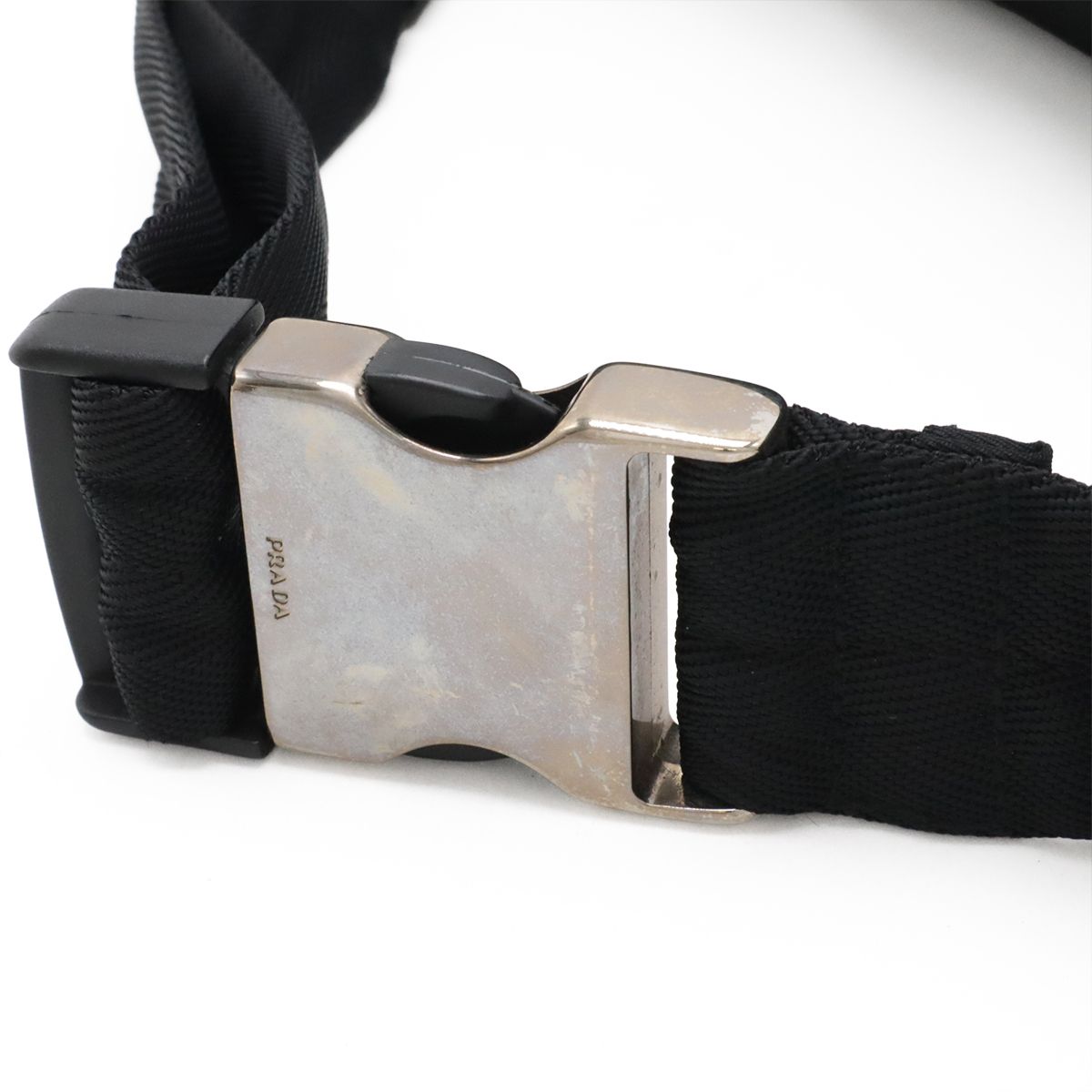 Prada Triangle Logo Belt Bag Waist Pouch Hip Nylon Black Silver — view 5