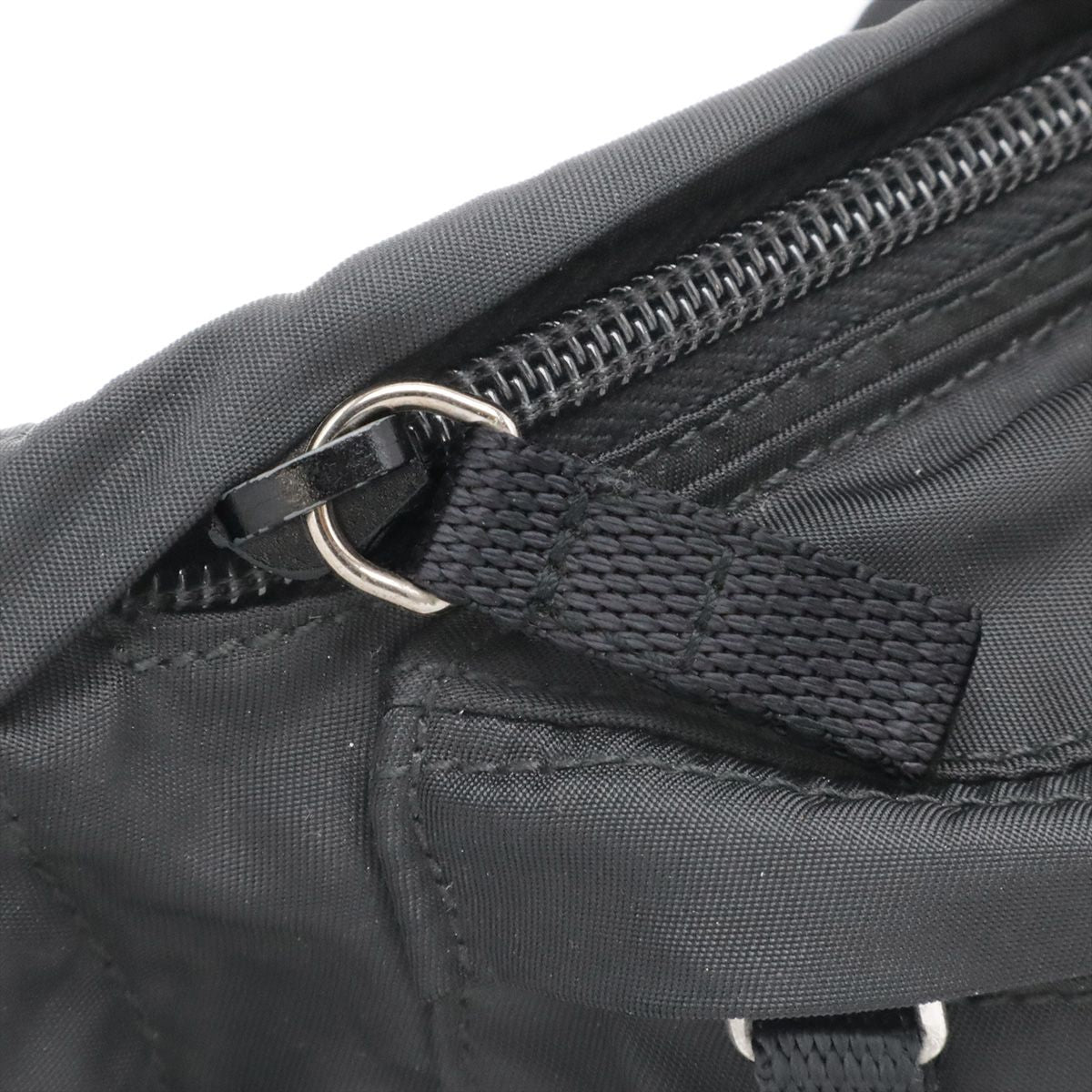 Prada Triangle Logo Belt Bag Waist Pouch Hip Nylon Black Silver — view 4