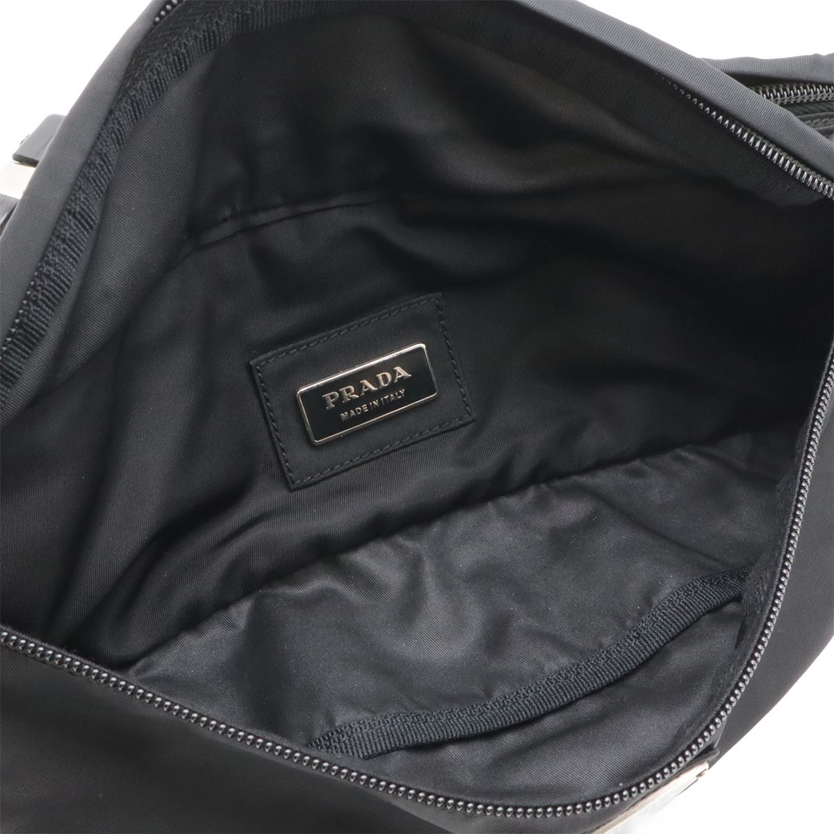 Prada Triangle Logo Belt Bag Waist Pouch Hip Nylon Black Silver — view 6