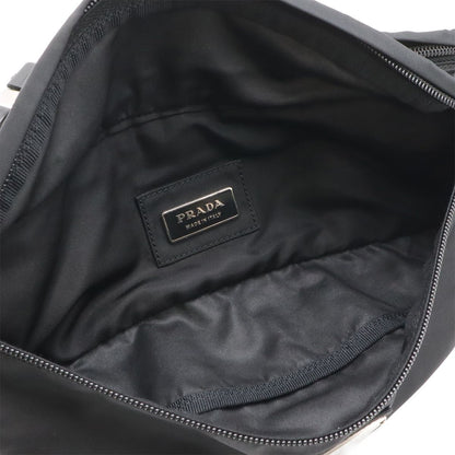 Prada Triangle Logo Belt Bag Waist Pouch Hip Nylon Black Silver — view 6