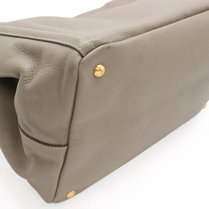 Prada Canapa Tote Large Handbag Leather Gray Gold — view 3