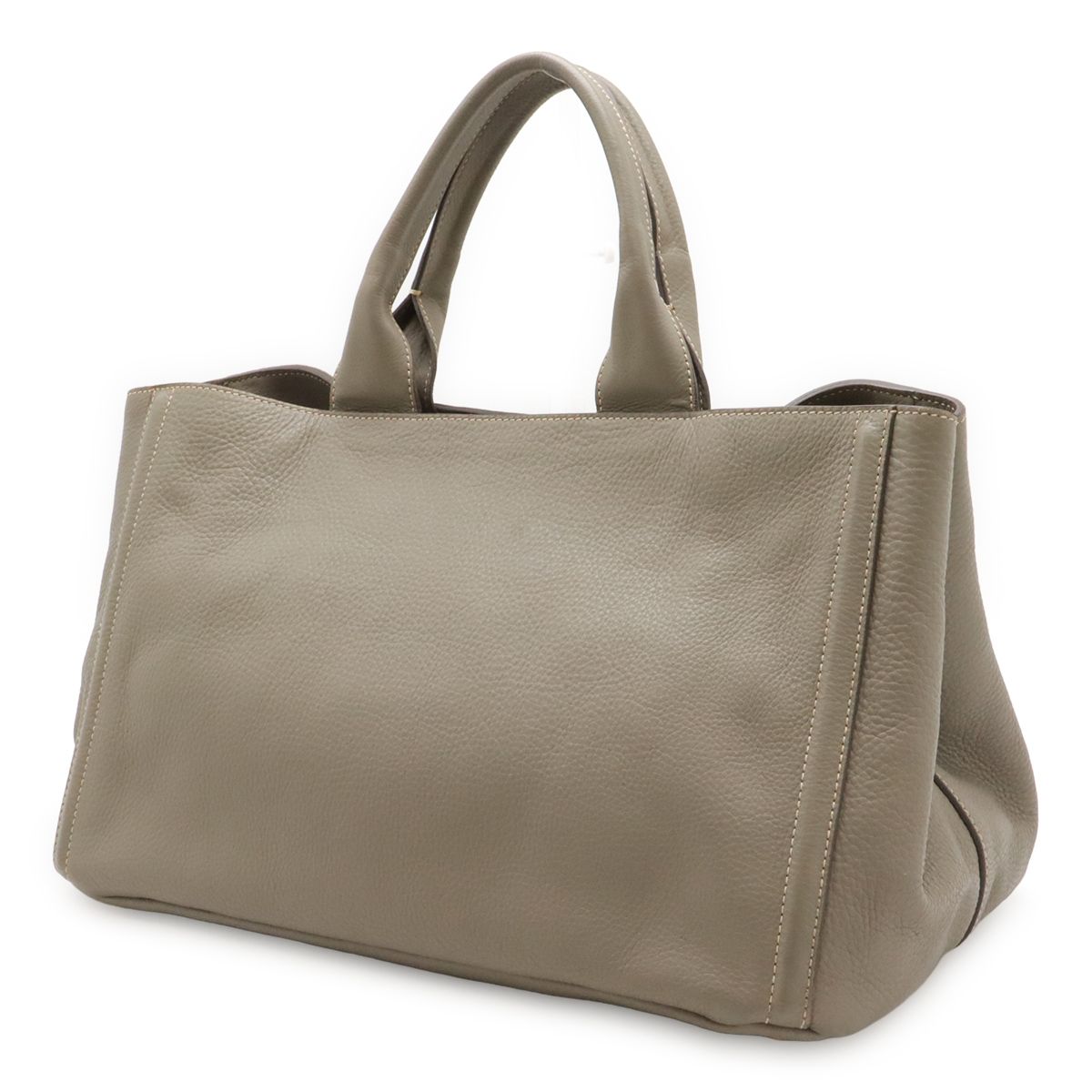 Prada Canapa Tote Large Handbag Leather Gray Gold — view 2