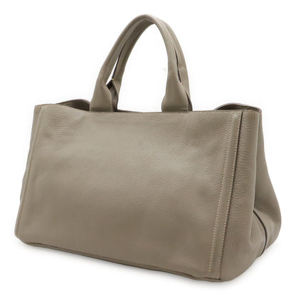 Prada Canapa Tote Large Handbag Leather Gray Gold — view 2