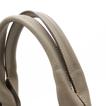 Prada Canapa Tote Large Handbag Leather Gray Gold — view 7