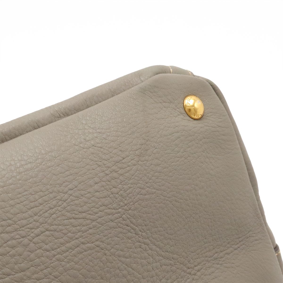 Prada Canapa Tote Large Handbag Leather Gray Gold — view 5