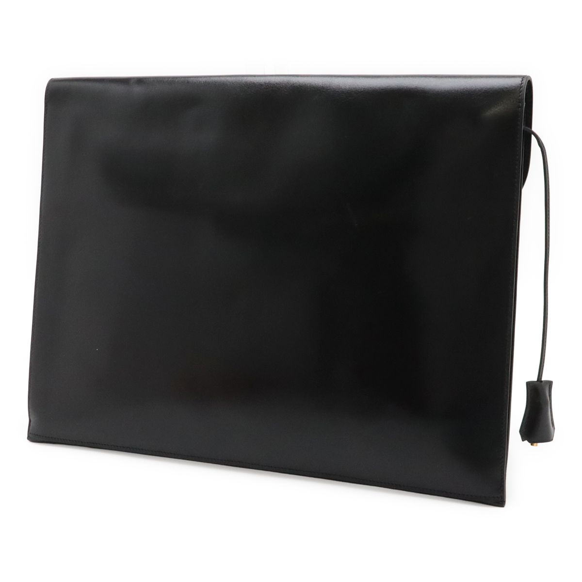 Hermes Kirius Clutch Business Box Calf Leather Black Gold — view 2