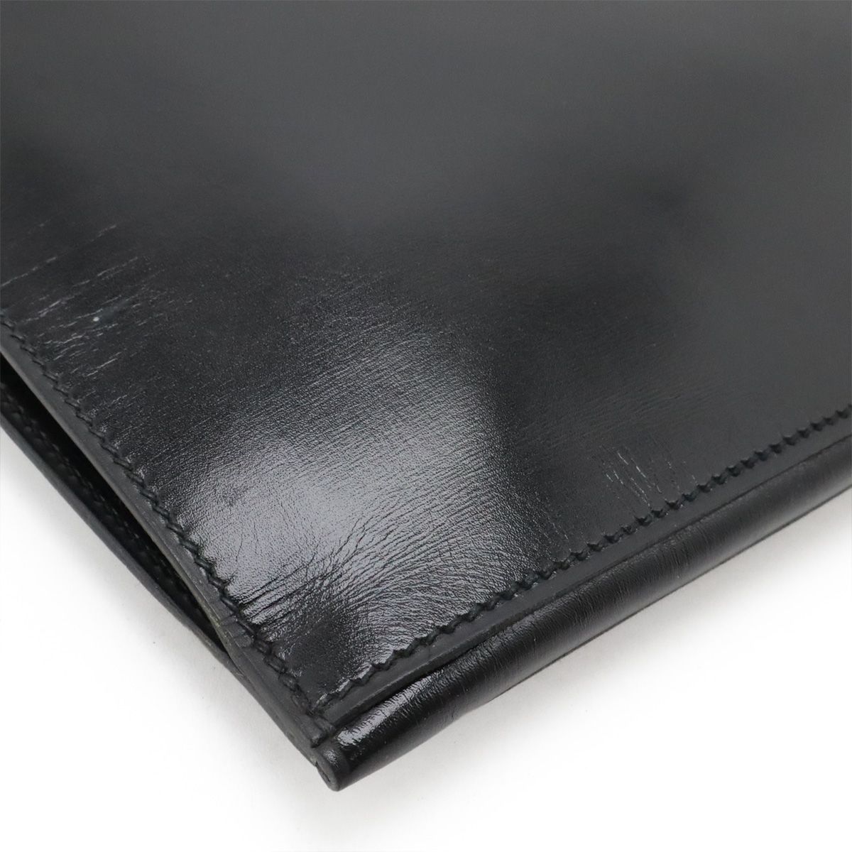 Hermes Kirius Clutch Business Box Calf Leather Black Gold — view 3