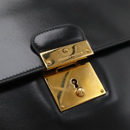 Hermes Kirius Clutch Business Box Calf Leather Black Gold — view 4
