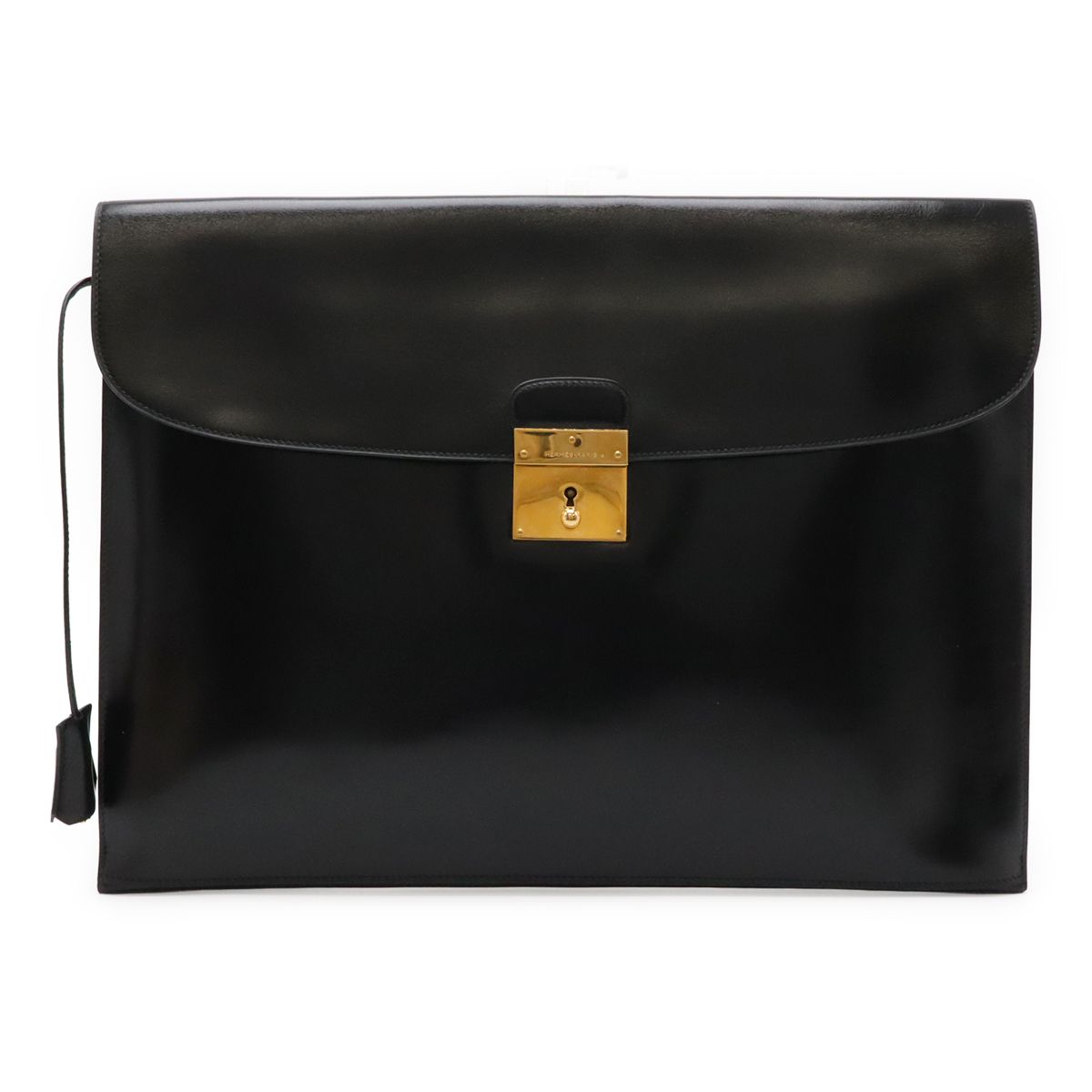 Hermes Kirius Clutch Business Box Calf Leather Black Gold