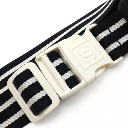Chanel Sports Line CC Logo Waist Pouch Bag Racket Pattern Canvas Navy White — view 5