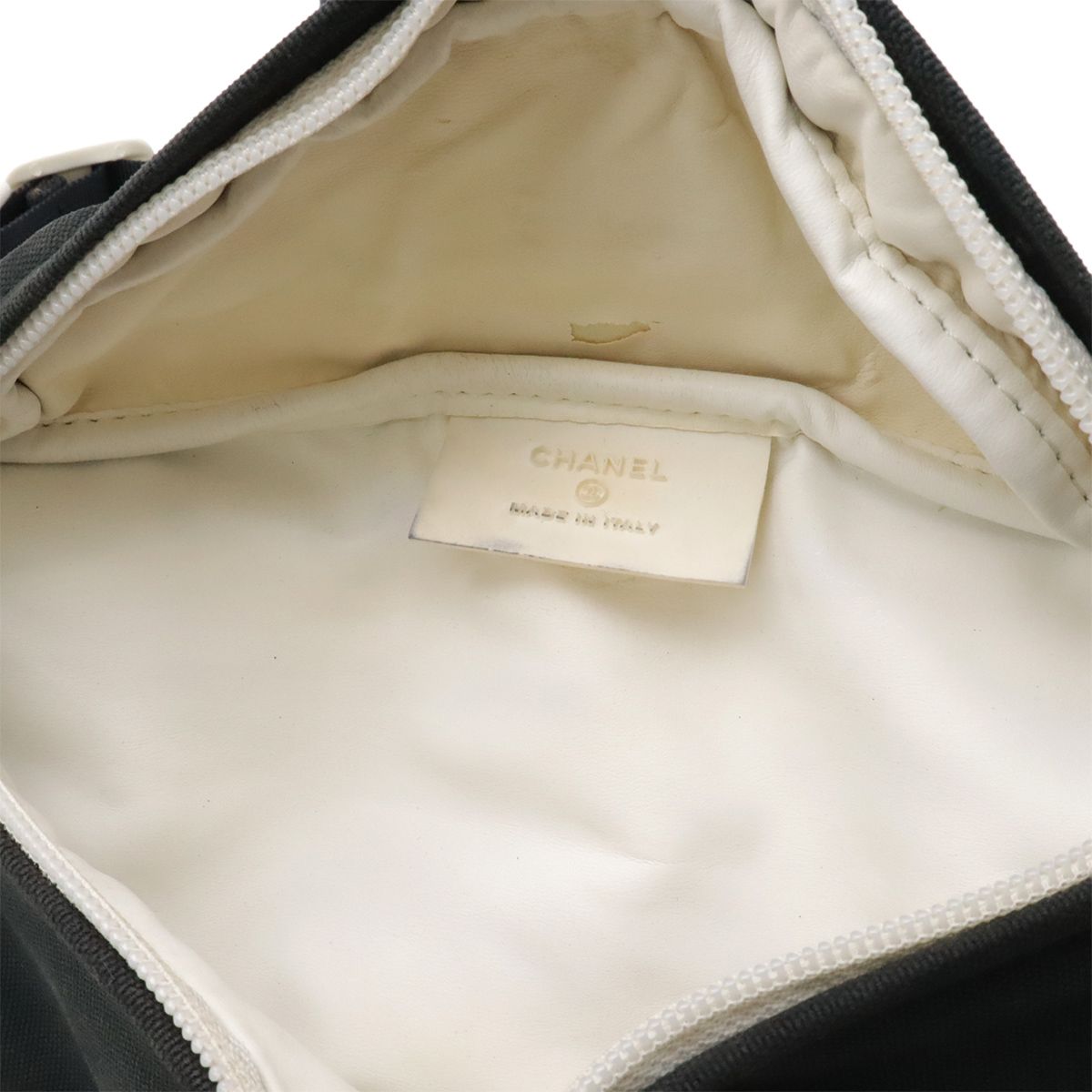Chanel Sports Line CC Logo Waist Pouch Bag Racket Pattern Canvas Navy White — view 7