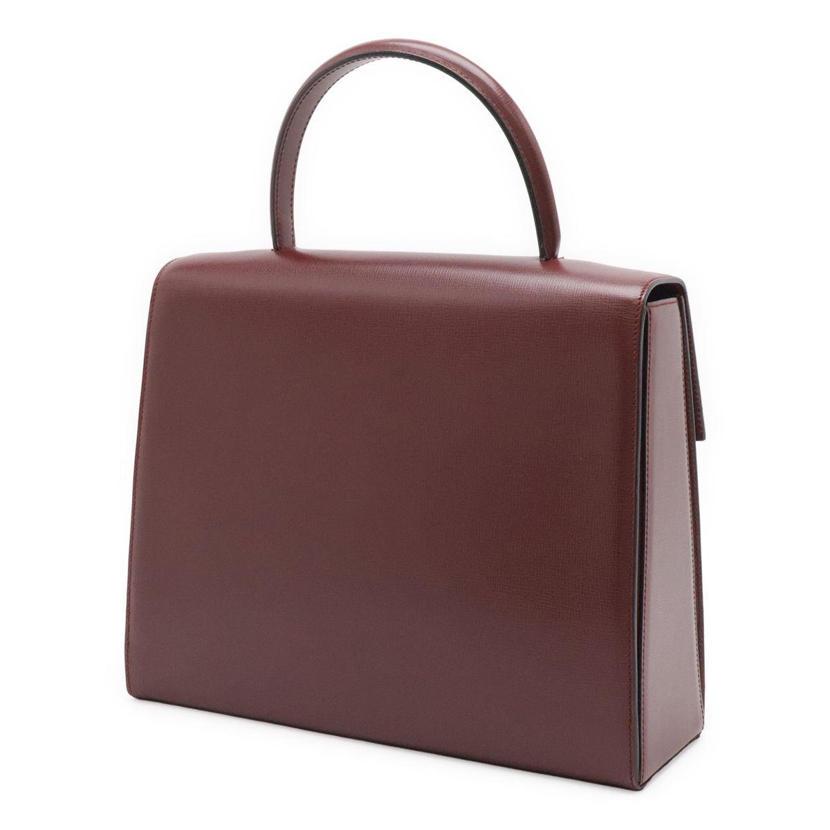 Cartier Must Line Flap Bag Handbag Cuffleather Bordeaux Gold — view 2