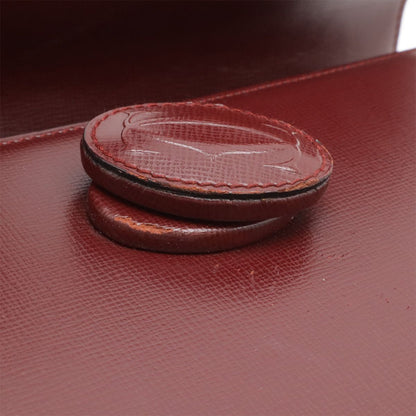 Cartier Must Line Flap Bag Handbag Cuffleather Bordeaux Gold — view 8