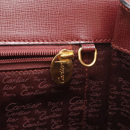 Cartier Must Line Flap Bag Handbag Cuffleather Bordeaux Gold — view 7