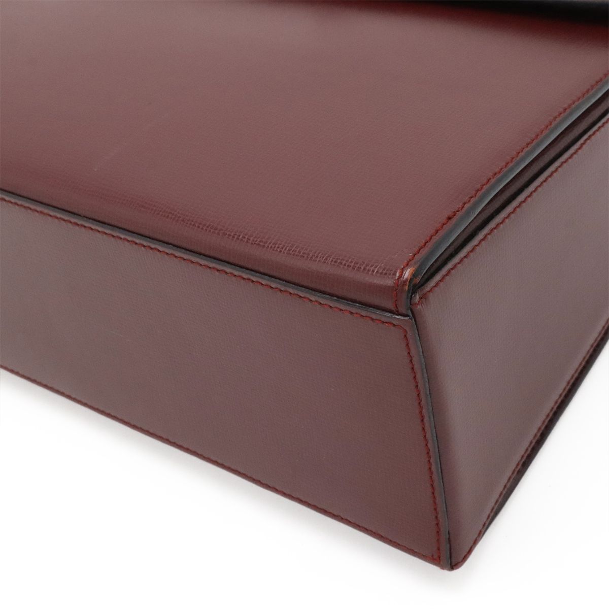 Cartier Must Line Flap Bag Handbag Cuffleather Bordeaux Gold — view 3