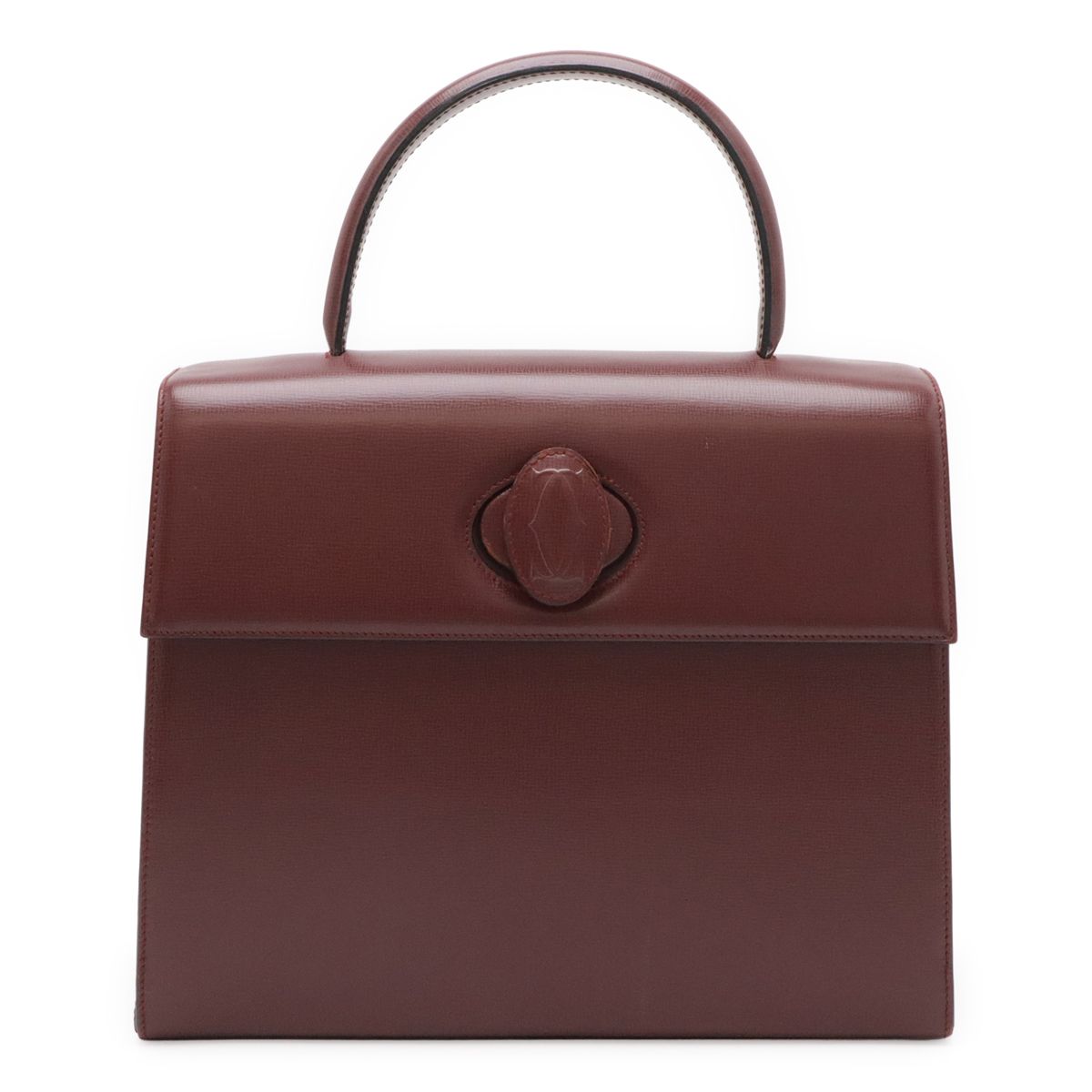Cartier Must Line Flap Bag Handbag Cuffleather Bordeaux Gold