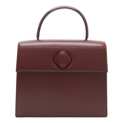 Cartier Must Line Flap Bag Handbag Cuffleather Bordeaux Gold