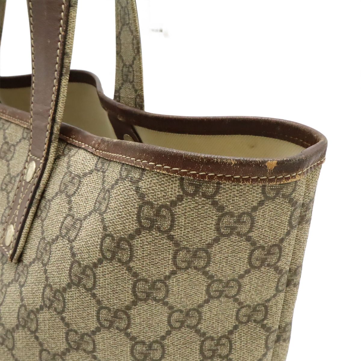 Gucci GG Supreme Sherry Line Tote Large Shoulder Bag Leather Beige Brown — view 4
