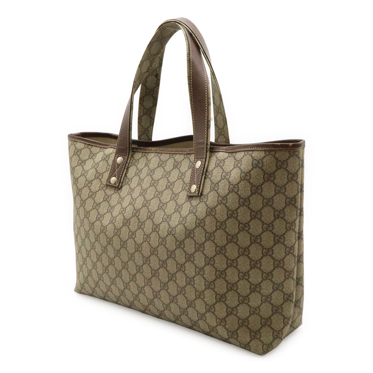 Gucci GG Supreme Sherry Line Tote Large Shoulder Bag Leather Beige Brown — view 2