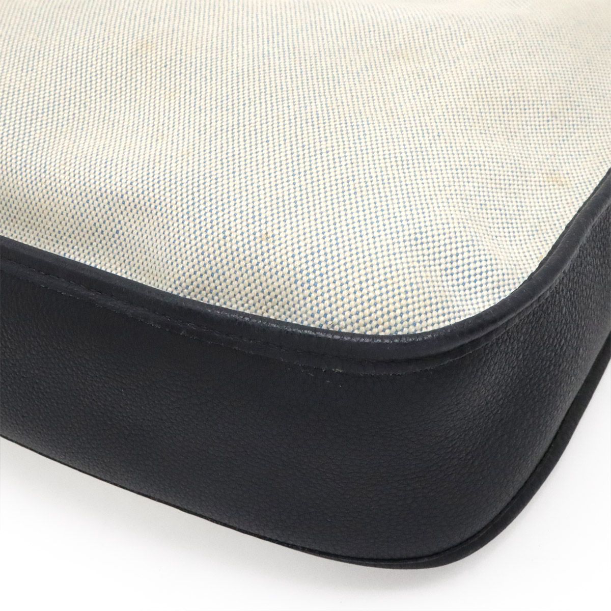 Hermes Evelyne I 1 PM Shoulder Bag Toile H Canvas Natural Navy Silver — view 3