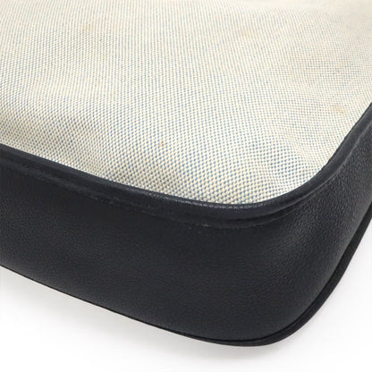 Hermes Evelyne I 1 PM Shoulder Bag Toile H Canvas Natural Navy Silver — view 3