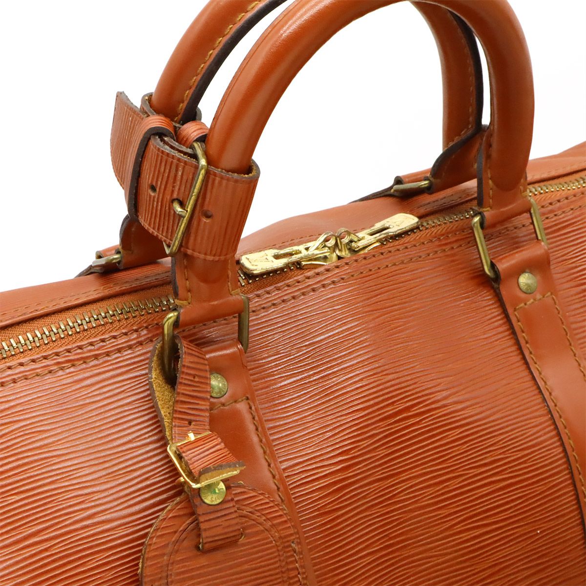 Louis Vuitton Epi Keepall 50 Boston Bag Travel Purse Leather Kenya Brown Gold — view 5
