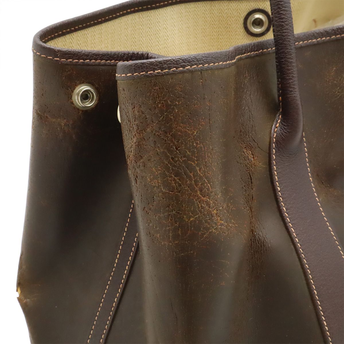 Hermes Garden Party PM Tote Amazonia Leather Dark Brown Silver — view 5